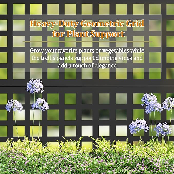 Metal Planter Box with Trellis, Heavy-Duty Raised Garden Bed for Climbing Plants, Drainage Hole, Outdoor Planter Box with Privacy Screen，47''L×16''W×71''H