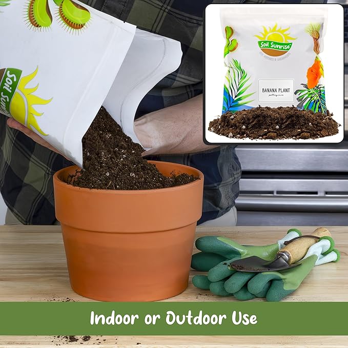 Banana Tree Potting Soil Mix (12 Quarts) – Hand-Blended Indoor/Outdoor Mix for Healthy Banana Plants – Enhances Drainage & Root Support – Made in USA