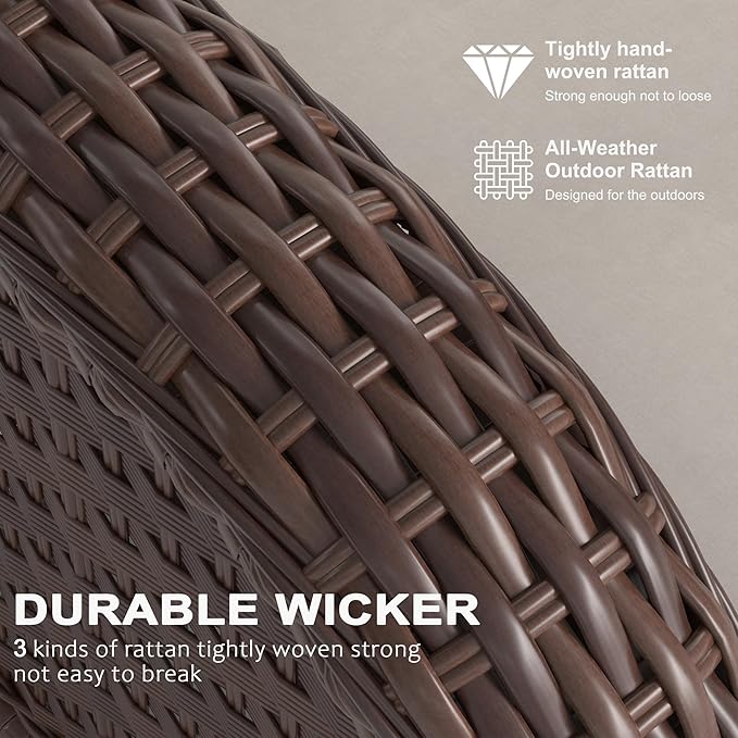 LayinSun 6 Pieces Outdoor Patio Furniture Set, Rattan Wicker Sectional Swivel Rocker Chairs Sets