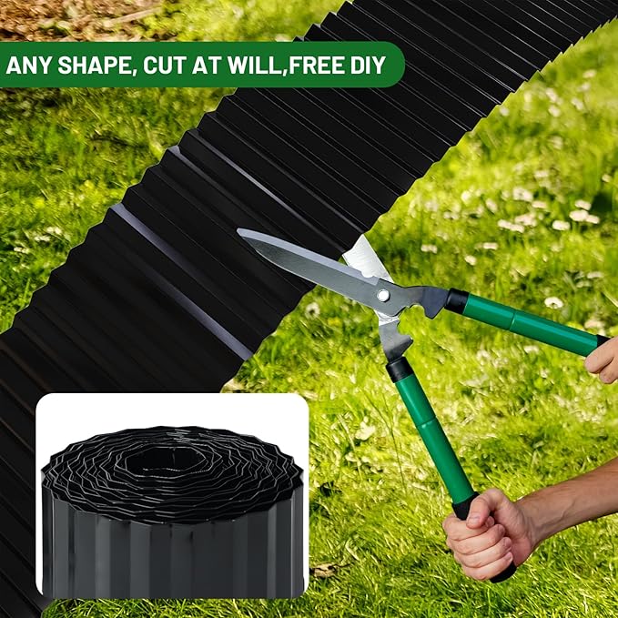 SnugNiture Corrugated Metal Garden Edging,6" x 50' Sturdy Lawn Edging Border,Landscape Edging Border for Lawn, Flower Bed,Garden and Yard
