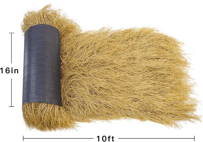 120" Tiki Thatch Grass Roof, Mexican Artificial Straw Roll for Tiki Bar Hut Party Garden Fence Patio DIY Crafts,Palapa Thatch Roofing Duck Blind Grass Hay Bales for Decoration (10ft x 16in, Yellow)