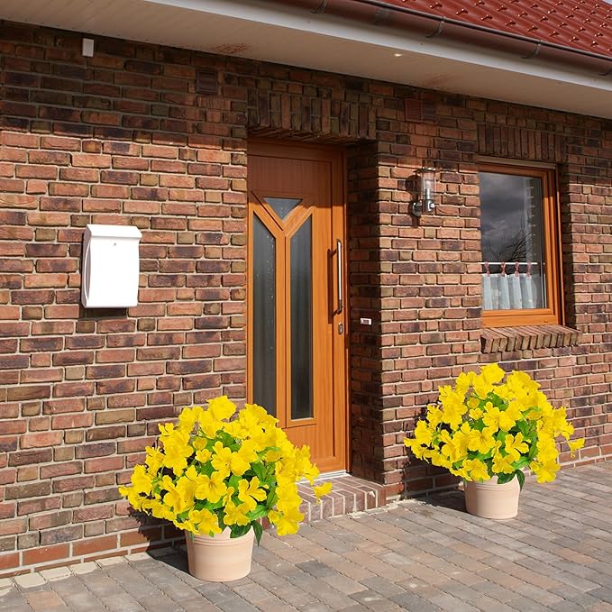 Fake Plants Artificial Flower Outdoor Plastic Flowers for Outdoors 15.7"Artificial Azalea Flowers Fake Flowers Artificial Plants Outdoor Flower Artificial For Decor Silk Flowers ((Yellow）4pcs