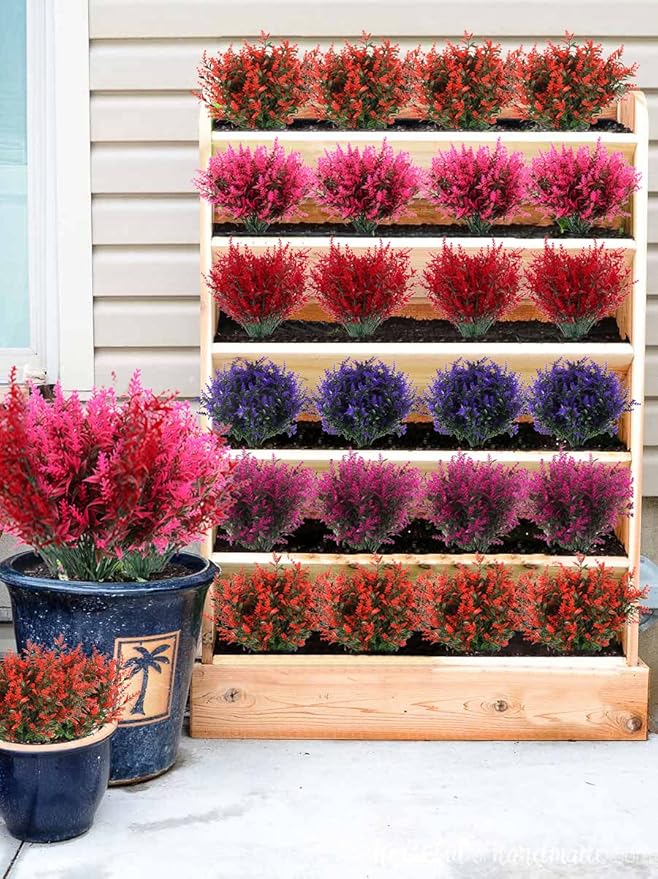 RECUTMS Artificial Plants Outdoor,8 Bundles Artificial Flowers Lavender Bouquet in Artificial Plant Arrangement,Spring Decor, Lavender Bouquets, Flower Plants Home Decor (Pink)