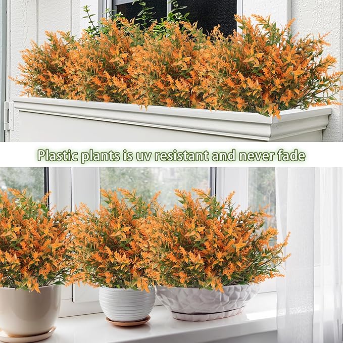 RECUTMS Artificial Plants Outdoor Fake Flowers for Outside Outdoor Flowers Artificial for Porch Artificial Outdoor Flowers UV All Weather Resistant Plastic Flowers for Outside Decoration(Salmon)