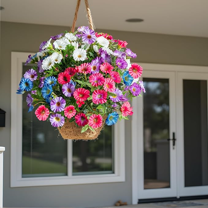 UV Resistant Artificial Petunias 8PCS Fake Flowers Artificial Flowers for Outdoors Silk Flowers Fake Hanging Basket Plants Suitable for Outdoor Porch Decor patio Decor,13.3In,Mixed full color
