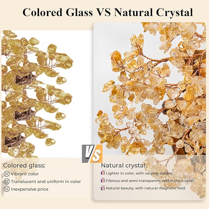 Natural Citrine Gemstone Crystal Bonsai Tree of Life （1,300 Gemstone Count） Large Feng Shui Money Chakra Tree for Luck and Wealth Desk Decoration 18 Inches