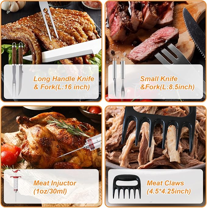 137PCS Griddle Accessories Kit for Blackstone– Stainless Steel Grill Tools for Outdoor Grill with Carrying Bag, Meat Thermometer, Grill Mats for Camping, Backyard & Gifts, BBQ Utensils for Men Women