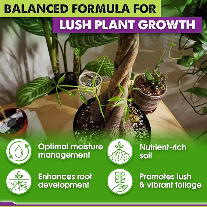 DUSPRO Recycle Money Tree Soil Indoor, Premium Coco Coir Perlite Mix and Pine Bark for Money Tree, Ideal Money Tree Soil for Healthy Growth and Nourishment (2 Quarts)