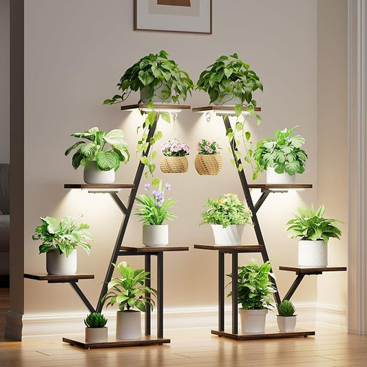 Plant Stand with Grow Light Indoor: Lighted Corner Plant Stands for Indoor Growing, 5 Tiered Plant Shelf, 40" Plant Shelf for Multiple Plants, Flower Holder Display for Living Room, Patio (2 Pack)