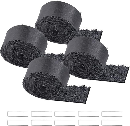 VEVOR 4-Pack Recycled Rubber Mulch Mat 120 x 4.5 in, Permanent Rubber Mulch for Landscaping, Black Mulch Garden Edging Border for Plants, Vegetables & Flower Garden Barrier