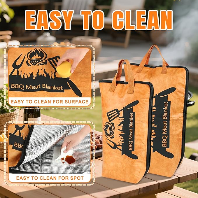 2 Pcs BBQ Blanket for Resting Meat,Reusabkle Smoker Grilling Meat Insulated Resting Bag Large Capacity Meat Resting Bag with Bear Paws Meat Claws for Large Brisket、Beef and Turkeys (21''and 15'')
