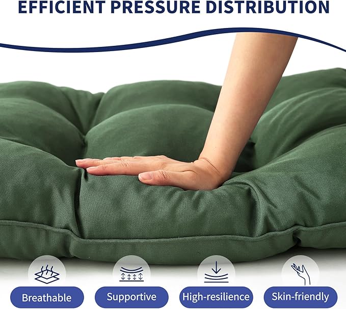 Outdoor Bench Cushion, 48x18x5 Inch, Waterproof Bench Cushion for Outdoor/Indoor Furniture, Tufted Patio Bench Seat Cushion, Fade Resistant Outdoor Cushions for Porch Swing Couch, Dark Green