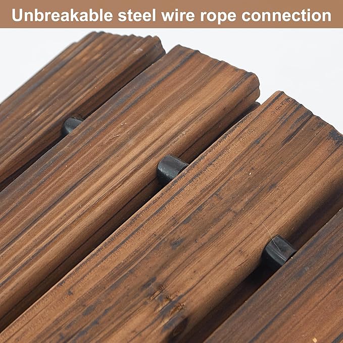 FILWH Wooden Garden Pathway Outdoor Roll-Out Walkway Weather-Resistant Fir Wood Curved or Straight Boardwalk Decorative Garden for Backyard,Beach,Wedding Party Pathways (Carbonized, 6FT Curved)