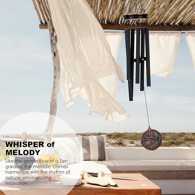 Vanquer Large Wind Chimes for Outside Deep Tone - 34'' Wind Chimes Outdoor Clearance, Windchimes Outdoors, Hummingbird Wind Chime,Sympathy Gift, Patio, Home Décor, Vintage Black (34" Hummingbird)