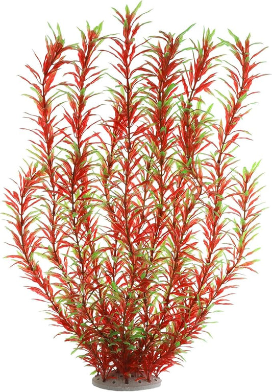 Aquarium Plastic Plants Large, Artificial Plastic Long Fish Tank Plants Decoration Ornaments Safe for All Fish 21 Inches Tall (J07 Wine&Green)