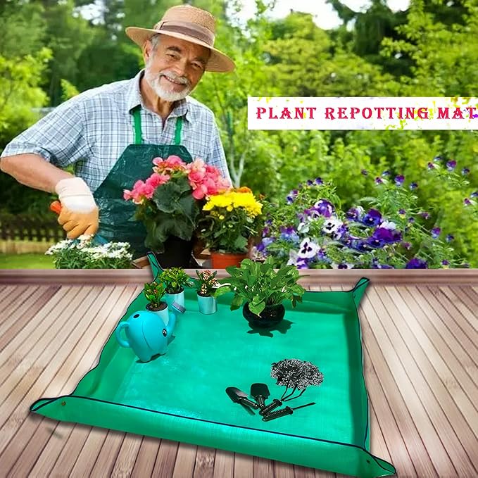 39.4" x 39.4" Large Plant Repotting Mat for Indoor Plants, Portable and Foldable Gardening mat, Waterproof Transplanting Potting Mat in Garde
