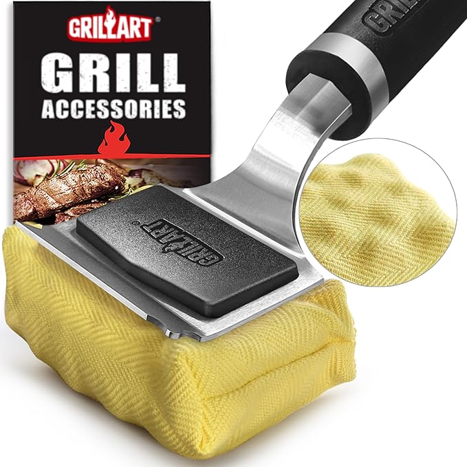 GRILLART Grill Brush for Outdoor Grill Bristle Free - Reinforced Grill Cleaner Scraper BBQ Brush - Replaceable Head Barbecue Grill Cleaning Brush - Safe BBQ Accessories Grill Tools - Gifts for Men/Dad