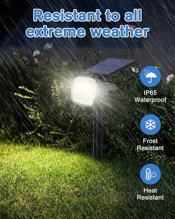 Fabrito Solar Spot Lights Outdoor 136 LEDs, Big Brighter Lighting Solar Lights Outdoor, 2 Pack IP65 Waterproof Landscape Spotlights Auto On/Off for Yard, Garden, Pathway, Plants,Tree (Cool White)