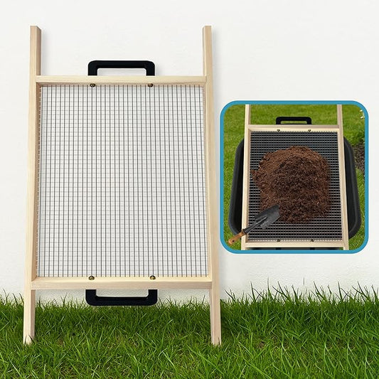 Large Soil Sifter, Rock Sifter Garden Sieve Soil Dirt Leaves for Gardening, 18'' × 34.5'' Compost Sifter Suitable for Wheelbarrow and Handheld