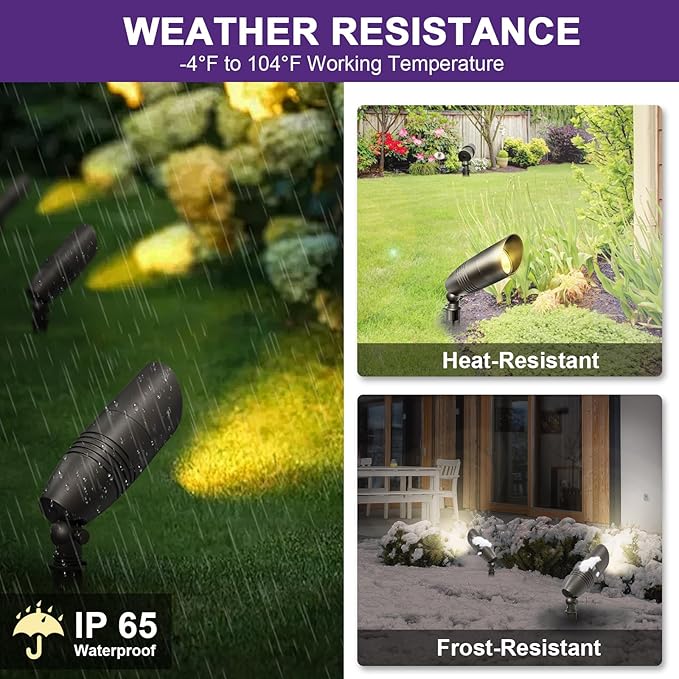 12-Pack Low Voltage Landscape Lighting With RGB+CCT Color Changing, 5W, 12-24V AC/DC, IP65 Waterproof, CRI 90+, Landscape Spot Lights Outdoor for Garden and Yard Uplighting, Bronze, ETL Listed