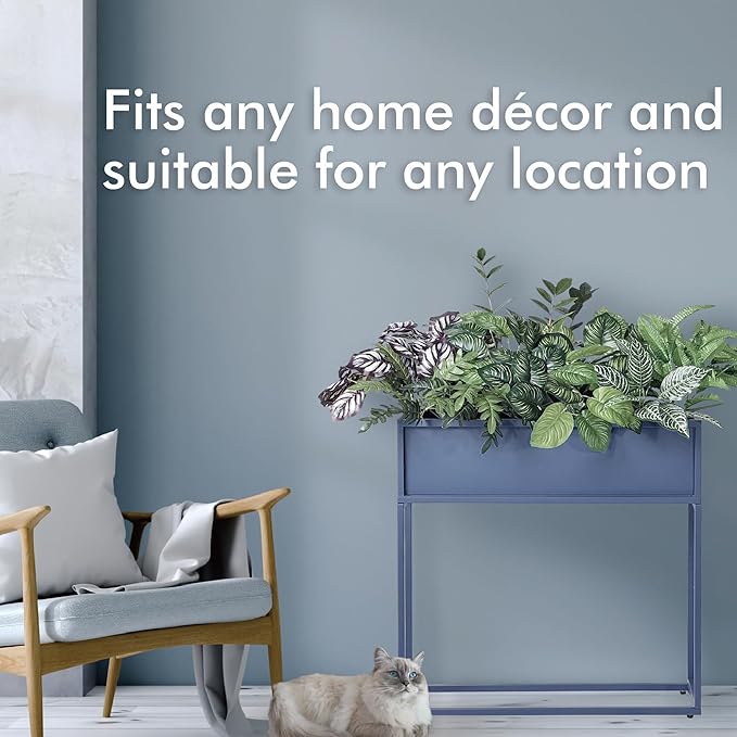 Cocoyard Elevated Planter Box - Durable Raised Garen Bed for Herbs and Flowers - Tall Rectangle Planter for Outdoor Plants & Backyard Gardening (Navy, 28" H - 2 Pack)