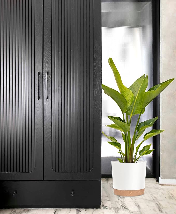 kubvici Plant Pots for Indoor Plants, 2 Pack 12 Inch Pots for Plants, Lightweight Large White Planters for Indoor Outdoor, Big Plastic Plant Pot Flower Pot with Drainage (12” White)