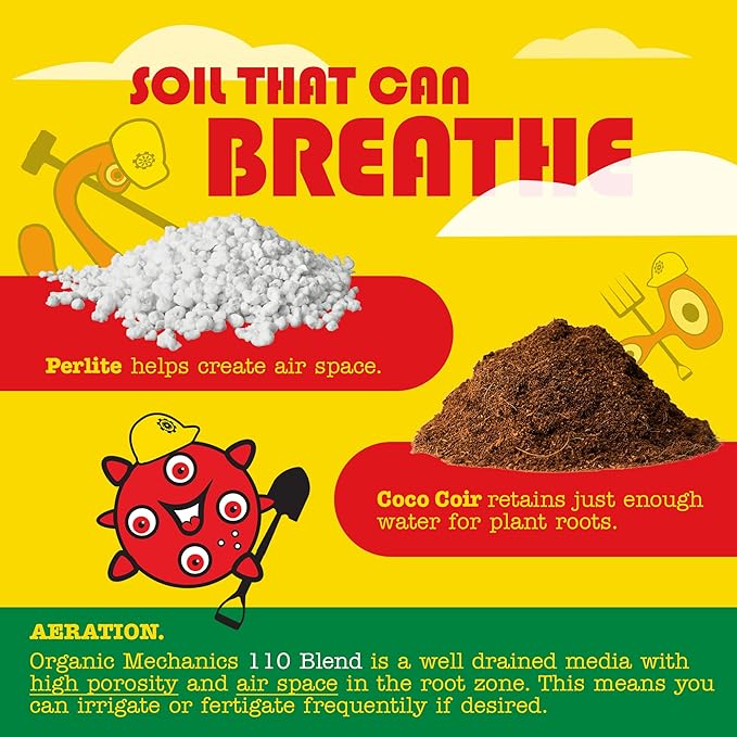 Organic Mechanics 110 Blend Organic Potting Soil – 1.76 Cu Ft | Peat-Free Mix with Biochar, Coco Coir, Perlite, Compost | for Indoor Plants, Outdoor Gardens, Containers