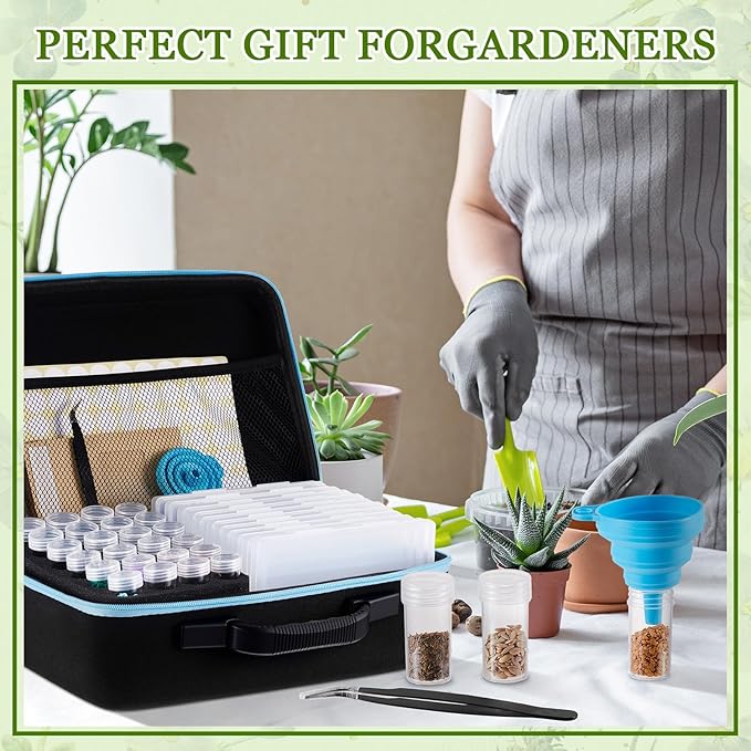 59 Slot Seed Storage Organizer Kit Large Capacity Storage Container with Slot Seed Organizer Boxes, Envelopes, Labels, Zipper Bag, Tweezers, Funnel for Vegetable, Flower, Plant Garden