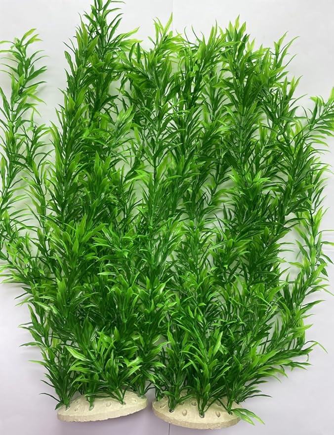 2-Pack Aquarium Plant Aquarium Decor Plastic Plants Extra Large 21 Inches Artificial Long Fish Tank Plants Tall Fish Tank Decorations Artificial Green Water Plants (Green)