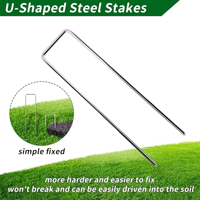 Rubber Mulch for Landscaping 4 Pack 120“ L x 4.5”W Recycled Garden Edging Border Mat Natural Looking Permanent Garden Mulch Barrier for Plants Vegetables & Flowers 60 U-Shaped Steel Stakes