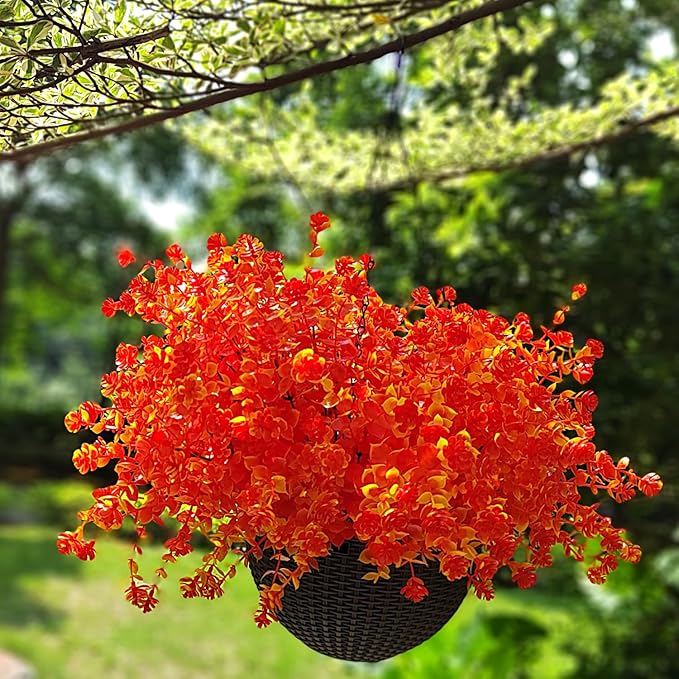 Fall Artificial Flowers for Outdoors Fake Plants - 12 Bundles Face Mums Outside Greenery UV Resistant No Fade Faux Shrubs Home Garden Porch Patio Decoration Office Thanksgiving