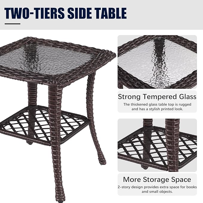 LayinSun 5 Pieces Outdoor Patio Furniture Set, Rattan Wicker Sectional Swivel Rocker Chairs Sets