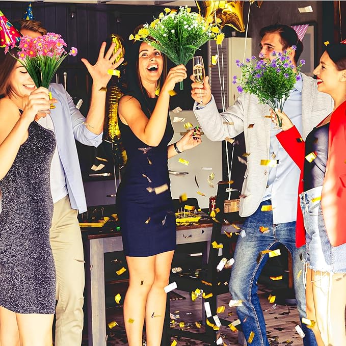 36 Bundles Artificial Plants Flowers Outdoor Spring Decoration Faux Flowers for Outdoor Planters Fake Wildflowers Faux Flowers Bulk for Hanging Planter Home Wedding Spring Summer Decor