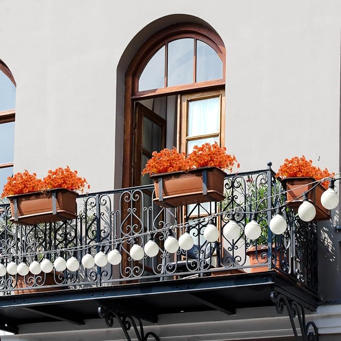 15 Bundles Artificial Flowers Outdoor UV Resistant Fake Silk Plants Plastic Faux Shrubs Outside Front Porch Window Box Garden Home Hanging Planter Decoration (Autumn Orange)