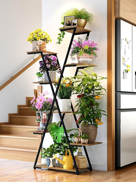Lighted Plant Stand with Grow Lights – Tall Large Tiered Metal Corner Shelf Rack for Multiple Indoor Living Room Flower