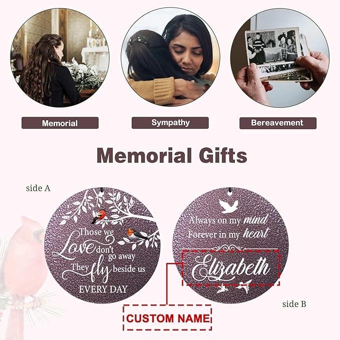 ASTARIN 36" Large Deep Tone Personalized Name Sympathy Wind Chimes, Cardinal Memorial Wind Chime for Loss of Mother Father Loved One, Bereavement Condolence Gifts Decor Outdoor Patio Garden