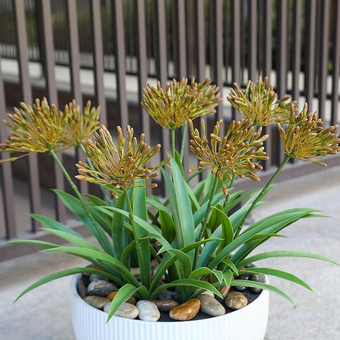 Faux Plants Outdoor 8 Bundles Artificial Flowers Stems 18.9 in Large Fake Greenery Realistic for Home Garden Planters Front Door Decor Outside