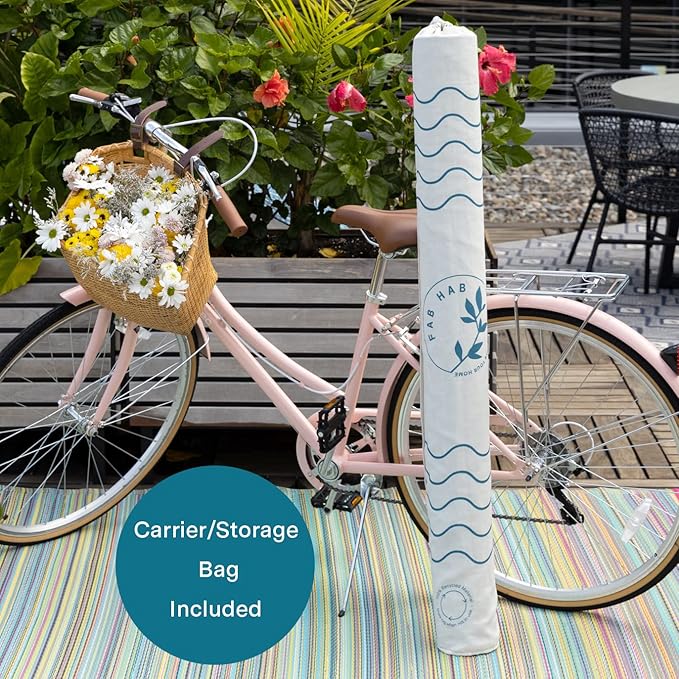 Fab Habitat Outdoor Rug - Waterproof, Fade Resistant, Crease-Free - Premium Recycled Plastic - Ombre - Large Patio, Deck, Sunroom, Camping, RV - Big Sur - Teal - 6 x 9 ft