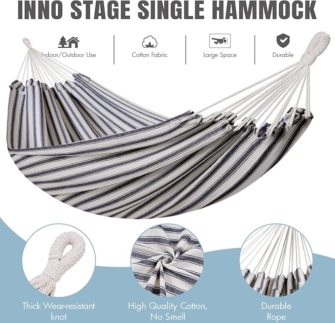 Brazilian Hammock with Tree Straps - Cotton Hammocks Portable Hammock with Carry Bag for Backyard, Porch, Outdoor and Indoor Use