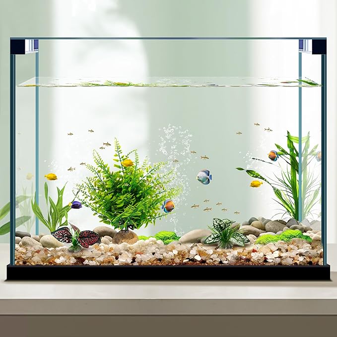 Reptile Artificial Plants, Terrarium Plants Decorations Supplies, Aquarium Fish Tank Plants, Amphibian Habitat Hideout Tank Accessories(L Set-3pcs/E)