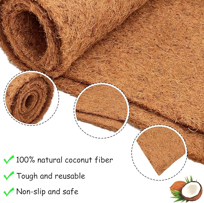 Riare 2 Pack 16 × 118 Inch No-Slip Ice and Snow Carpet Mats- Natural Coconut Fiber Carpet Anti-Slip Coco Coir Carpet Mat for Winter Walkways Front Door Stairs Porch Outdoor Garden Patio Safe Walking