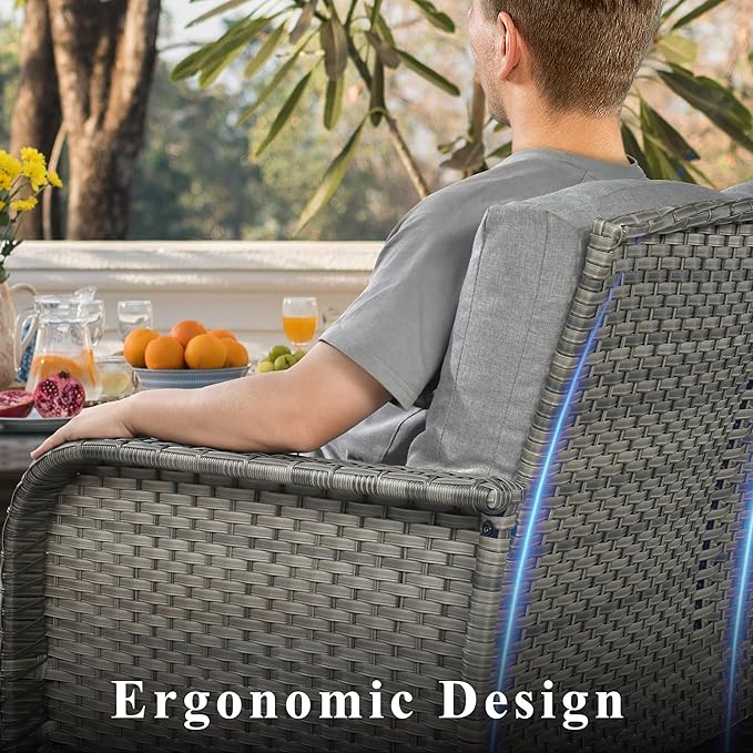 2 Pack Wicker Patio Furniture Chairs,Outdoor Rattan Chairs with Armrest Support 250 lb,Dark Gray