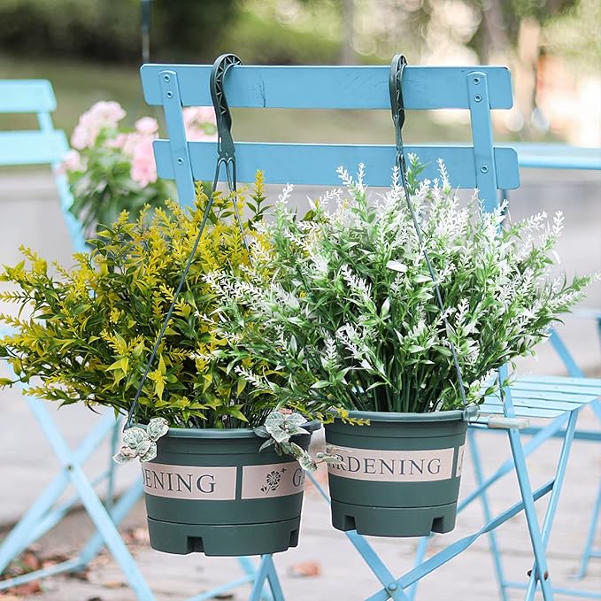 RECUTMS 36 Bundles Artificial Flowers for Outdoors, Artificial Plants UV Resistant Fake Flowers Greenery Faux Plants Outdoor for Decoration Outdoor Plants Hanging Planter Home Garden Decor(White)