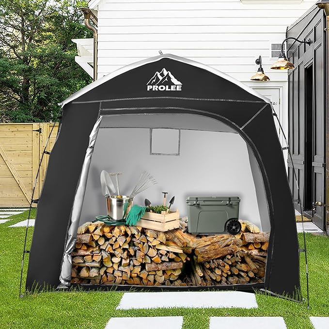 Prolee Bike Storage 7.3 x 5ft, Outside Storage Waterproof Oxford Fabric for 4 Bikes, Bike Shed, Garden Sheds & Outdoor Storage, Black