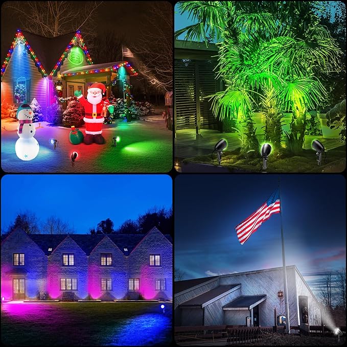 20W RGBW Landscape Lighting Color Changing Outdoor Spotlight with Remote Control 1880LM IP66 Waterproof LED Spot Lights for Christmas Halloween Decorative Garden Pathway 120V US Plug 2 Pack