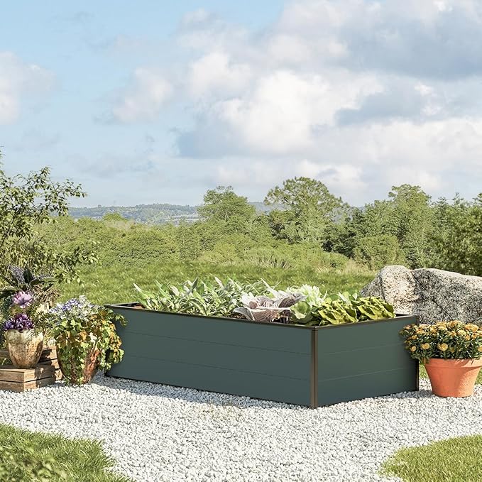 HALFSIZE 1.3 ft Tall Raised Garden Bed (2.5'W x 4.9'L), Anthracite Gray