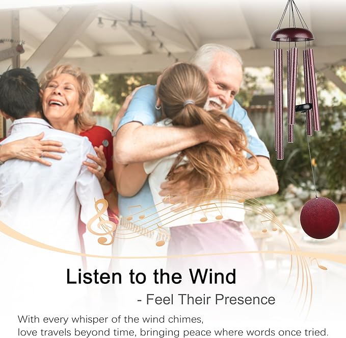 Memorial Wind Chimes for Outside Deep Tone 32" Windchimes Outdoors Decor Sympathy Wind Chimes for Loss of Loved One with Wind Catcher for Garden Patio Balcony and Home Best Gift