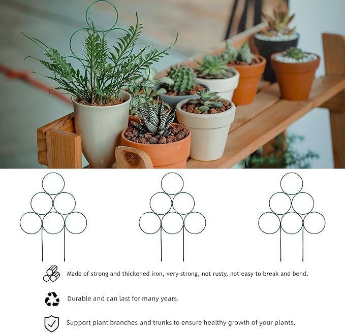 Trellis for Potted Plant Trellis Indoor, Stackable Indoor Trellis for Climbing Plants Support, 3 Pack Small Metal House Plant Trellis for Garden Vines, Flower and Christmas Tree