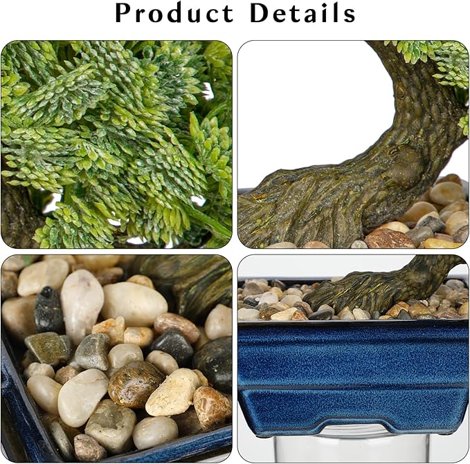 Artificial Bonsai Tree Faux Plants Indoor Fake Plants Decor with Blue Ceramic Pots for Home Table Office Desk Bathroom Shelf Bedroom Living Room Farmhouse Decor