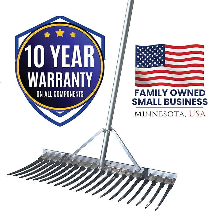 Rake Zilla | Extra-Large Heavy-Duty Lake and Pond Aquatic Weed Rake – 40" Wide Head with 9" Tines | Includes Detachable Float Kit & 25 ft Rope for Scooping, Skimming, and Easy Cleanup in Lakes & Ponds